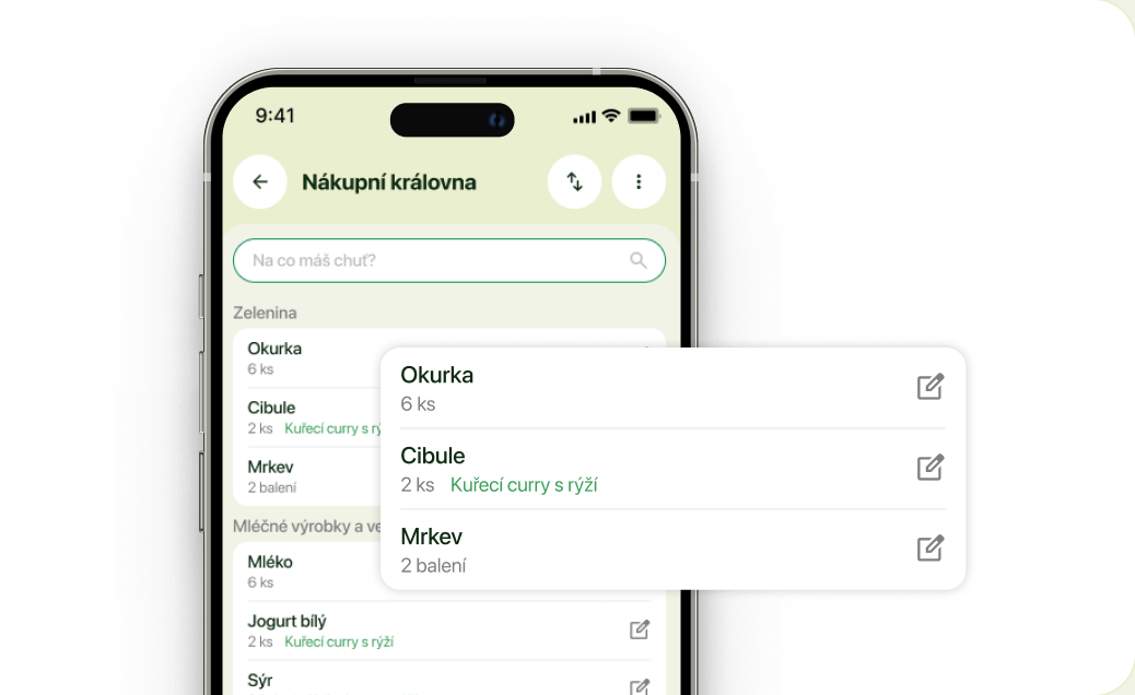 A shopping list sorted into categories